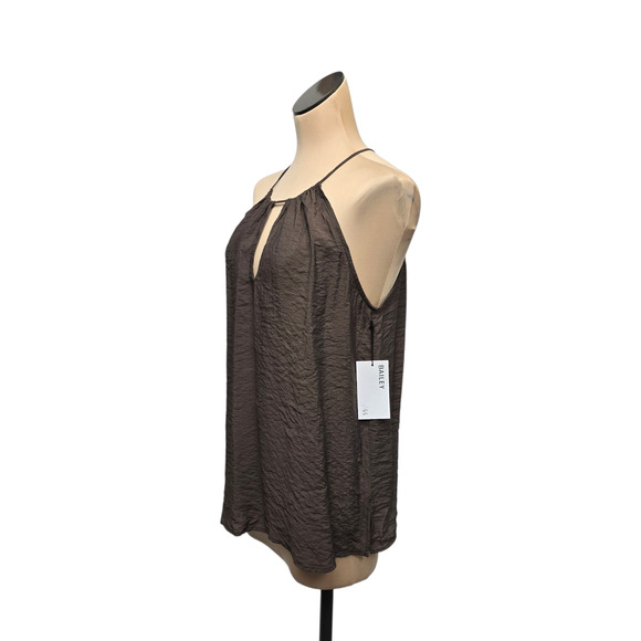 NWT Bailey 44 Halter Top Womens Medium Taupe Keyhole Lightweight Crinkle Tank - Picture 10 of 11